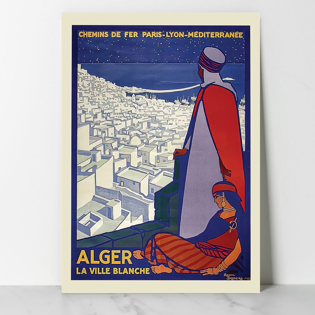 Vintage-Alger-la-blanche-seul Affiche vintage Algérie collection Dzeco Art