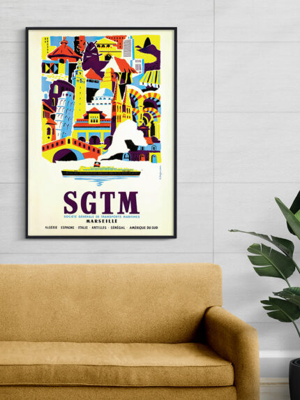 Affiche vintage Algérie Marseille collection Dzeco Art