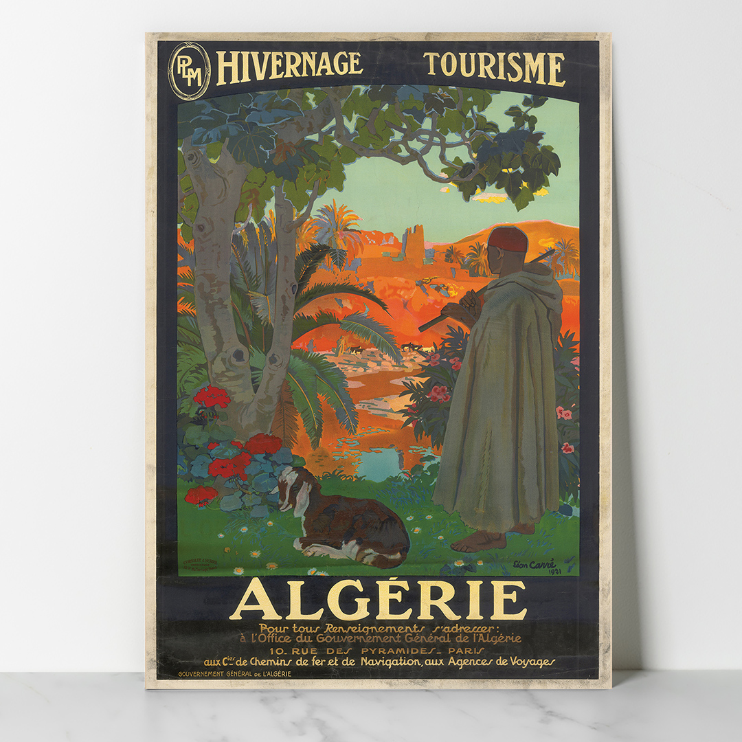 Main-Algérie---Hivernage-touristique---Séon-carré-1921 Affiche vintage Algérie collection Dzeco Art