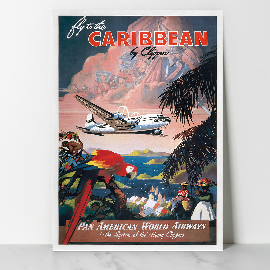 Main-Pan-American-Fly-to-the-carabian-1935tif Affiche vintage Algérie American collection Dzeco Art
