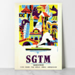 Affiche vintage Algérie Marseille collection Dzeco Art