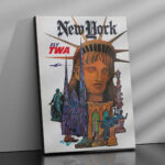 Affiche Vintage TWA– New York Fly TWA – Statue de la Liberté – Image 2