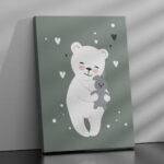 Affiche décorative chambre bébé - Nounours et cœurs 02 – Image 2