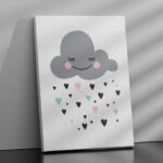 Affiche décorative chambre bébé - Nuage et pluie de cœurs – Image 2