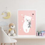 Affiche décorative chambre bébé - Nounours et cœurs – Image 3