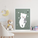 Affiche décorative chambre bébé - Nounours et cœurs 02 – Image 3