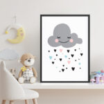 Affiche décorative chambre bébé - Nuage et pluie de cœurs – Image 4