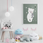 Affiche décorative chambre bébé - Nounours et cœurs 02 – Image 5