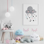 Affiche décorative chambre bébé - Nuage et pluie de cœurs – Image 5