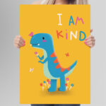 Affiche décorative chambre bébé – Dinosaure I Am Kind – Image 6