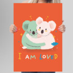 Affiche décorative chambre bébé – Koalas I Am Loved – Image 6