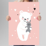 Affiche décorative chambre bébé - Nounours et cœurs – Image 6