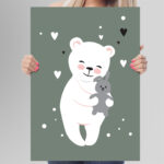 Affiche décorative chambre bébé - Nounours et cœurs 02 – Image 6