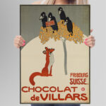 Affiche vintage Chocolat de Villars – Fribourg, Suisse (1905) – Image 3