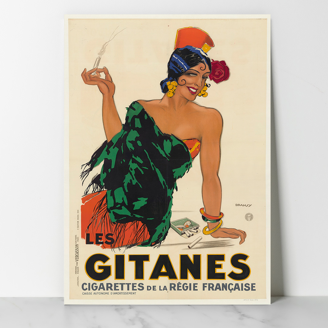 Main Affiche Vintage Gitanes – Dransy – Cigarettes de la Régie Française