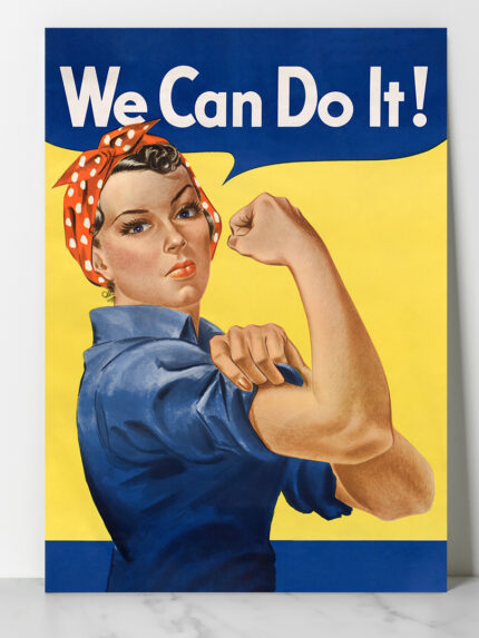 Affiche Vintage Algérie We Can Do It!, also called Rosie the Riveter after the iconic figure of a strong female war production worker (1942-1945) lithograph poster by J. Howard Miller