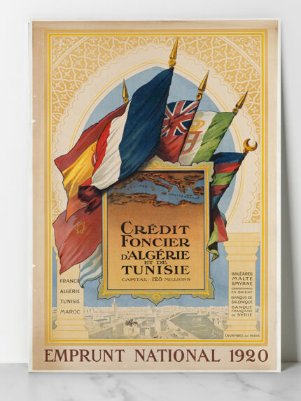 CREDIT FONCIER D'ALGERIE ET DE TUNISIE CAPITAL 125 MILLIONS FRANCE ALGERIE TUNISIE MAROC BALEARES MALTE SMY en 1920