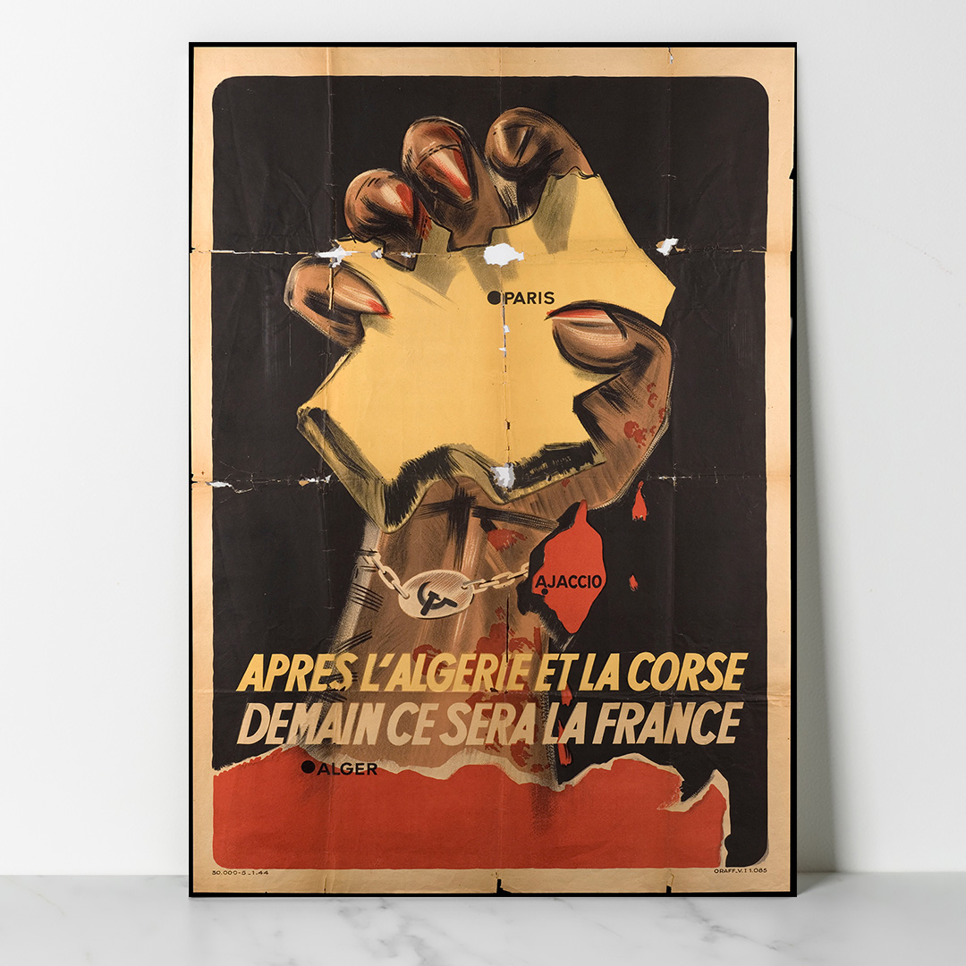 Main Affiche "Après l’Algérie et la Corse, demain ce sera la France" – Propagande 1944