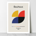 Bauhaus inspired design blue red yellow black quarter circles Austellung 1923