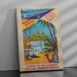 Affiche vintage Chemins de fer Algériens – Alger Djelfa Laghouat Ghardaïa Dzeco Art