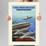 Affiche Air Algérie CGTA 1953 – Quadrimoteurs DC-4 – Image 3