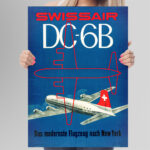 Affiche Swissair DC-6B 1952 – New York Das modernste Flugzeug – Image 3