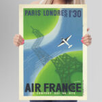 Affiche Air France Paris Londres 1h30 – Le confort qui va vite 1936 – Image 3