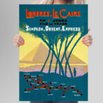 Affiche vintage Orient-Express – Londres Le Caire en 7 jours | Chemins de fer Dzeco Art