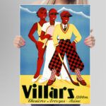 Affiche vintage Villars 1934 – Station de ski et tourisme suisse – Image 3