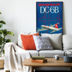 Affiche Swissair DC-6B 1952 – New York Das modernste Flugzeug – Image 4