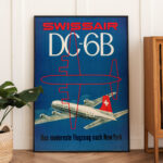 Affiche Swissair DC-6B 1952 – New York Das modernste Flugzeug – Image 7
