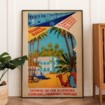 Affiche vintage Chemins de fer Algériens – Alger Djelfa Laghouat Ghardaïa Dzeco Art