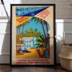 Affiche vintage Chemins de fer Algériens – Alger Djelfa Laghouat Ghardaïa Dzeco Art