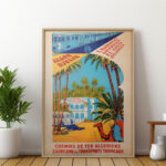Affiche vintage Chemins de fer Algériens – Alger Djelfa Laghouat Ghardaïa Dzeco Art