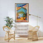 Affiche vintage Chemins de fer Algériens – Alger Djelfa Laghouat Ghardaïa Dzeco Art