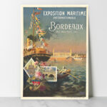 Affiche Vintage Dzeco Ligue maritime française - Exposition maritime internationale. Bordeaux, mai-novembre 1907