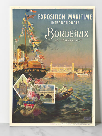 Affiche Vintage Dzeco Ligue maritime française - Exposition maritime internationale. Bordeaux, mai-novembre 1907