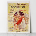 Affiche Vintage-Panorama Transatlantique Algérie et Tunisie par Th.Poilpot. Exposition Universelle de 1900, Champ de Mars, prix d'entrée 1fr. affiche, Th. Poilpot