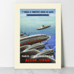 Affiche Vintage Air Algérie. Compagnie générale de transports aérien