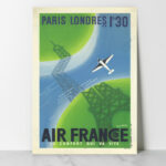 Air France - Paris Londres 1h30 Le confort qui va vite affiche, R. de Valerio