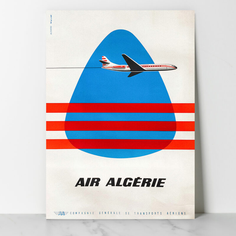 Affiche Vintage d'Aviation - aljanvic CARAVELLE Air Algerie vers 1965 DzecoArt