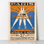 affiche vintage Paris – Marseille – Afrique du Nord en 37 heure