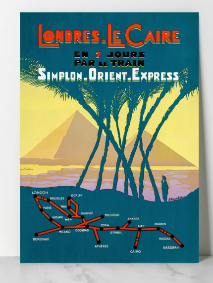 Affiche vintage Orient-Express – Londres Le Caire en 7 jours | Chemins de fer Dzeco Art