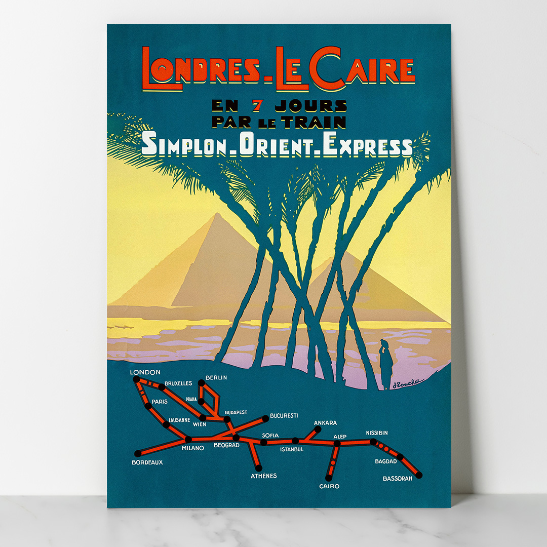 MainVintage- Chemin de fer- Londre le cair en 7 jours - Orient express Affiche vintage Orient-Express – Londres Le Caire en 7 jours | Chemins de fer Dzeco Art