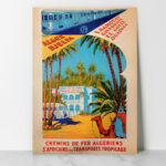 Affiche vintage Chemins de fer Algériens – Alger Djelfa Laghouat Ghardaïa Dzeco Art