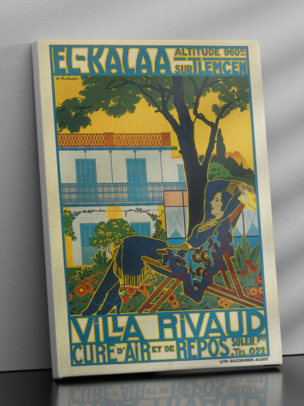 Affiche Vintage El-Kalaa sur Tlemcen - Villa Rivaud | Dzeco.art