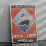 Affiche vintage Transatlantique - Algérie, Tunisie via Marseille 1930 – Image 2