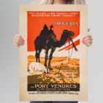 Affiche vintage Algérie – Chemins de fer via Port-Vendres – Image 3