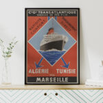 Affiche vintage Transatlantique - Algérie, Tunisie via Marseille 1930 – Image 5