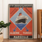 Affiche vintage Transatlantique - Algérie, Tunisie via Marseille 1930 – Image 6